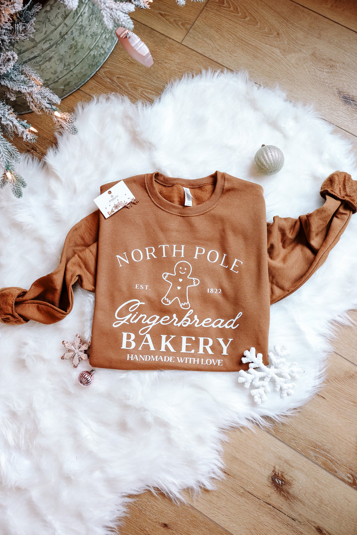 Gingerbread Bakery Crewneck Sweatshirt - Golden Pecan