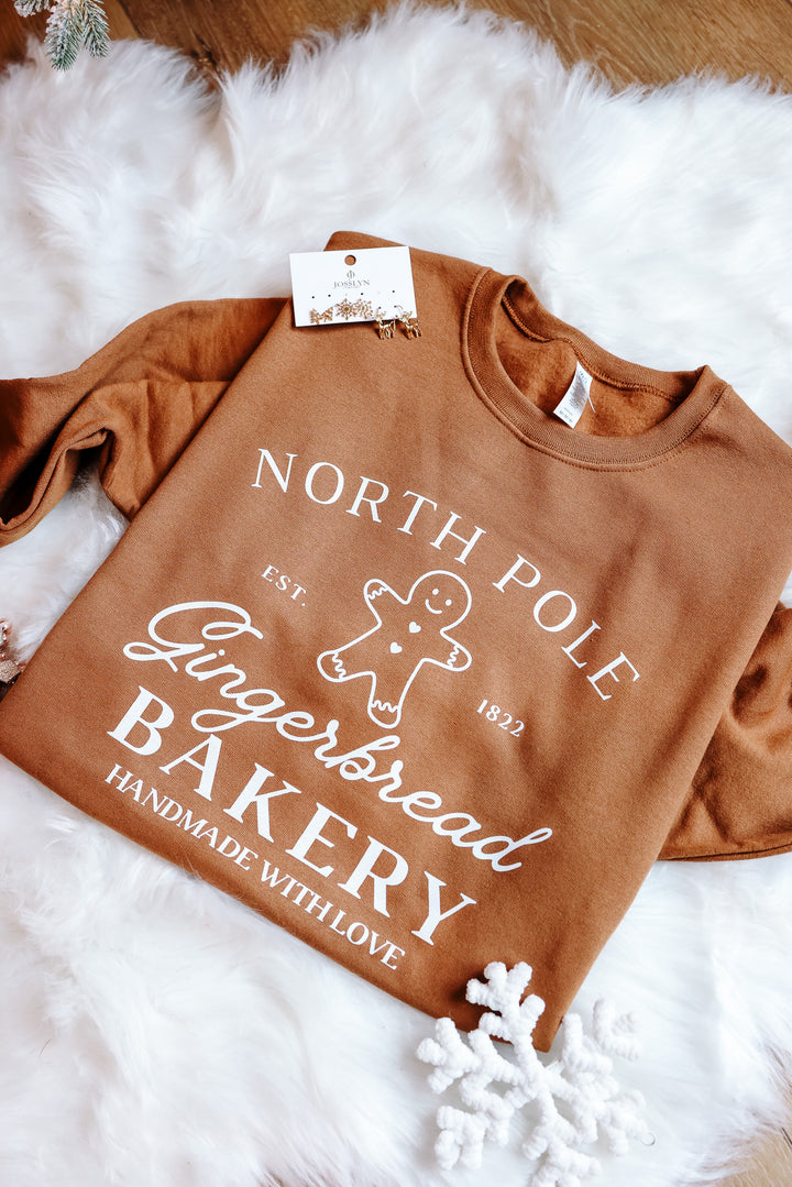 Gingerbread Bakery Crewneck Sweatshirt - Golden Pecan