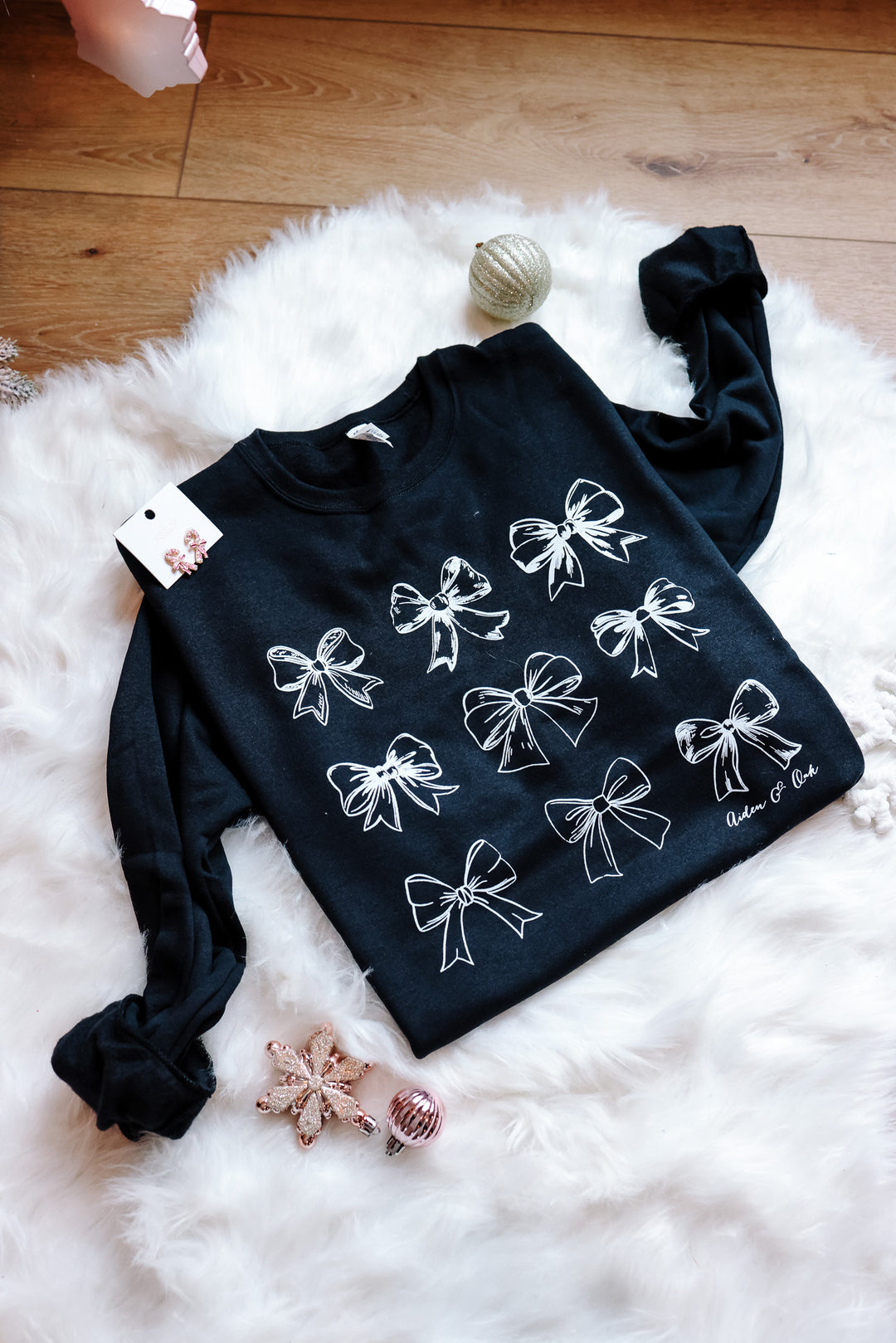 Coquette Bows AO Crewneck Sweatshirt - Black