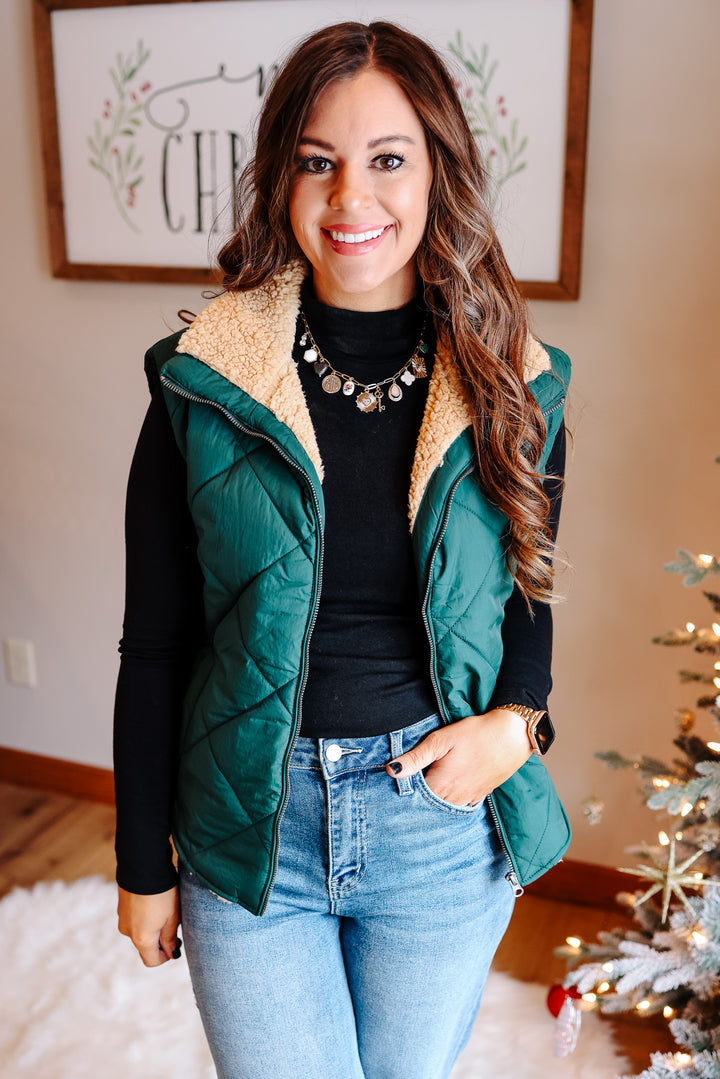 Rio Quilted Vest - Hunter Green