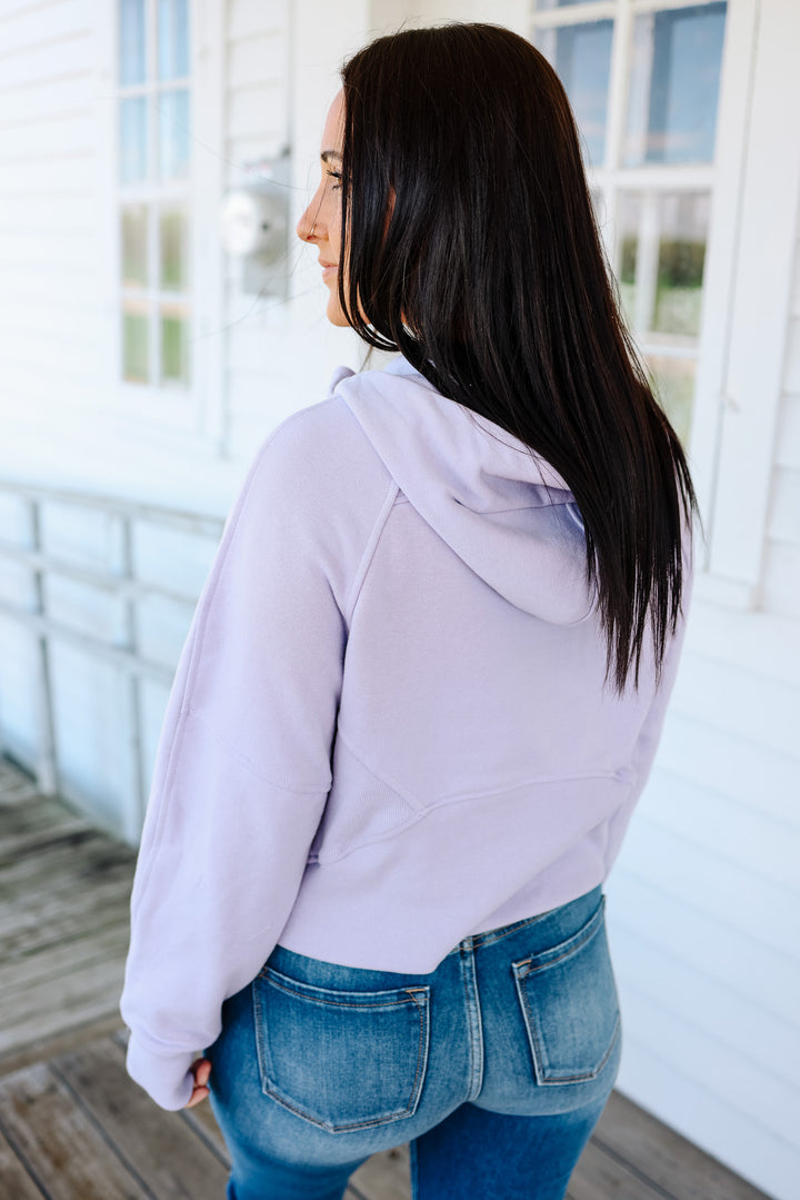 Cait Cropped Hoodie Jacket - Lavender Fog