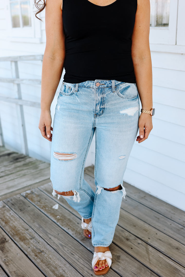 VERVET: Blakely High Rise Distressed Straight Jeans