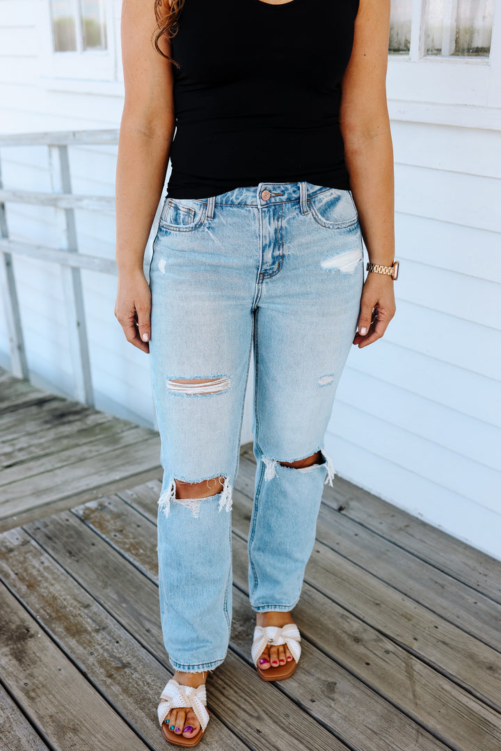 VERVET: Blakely High Rise Distressed Straight Jeans