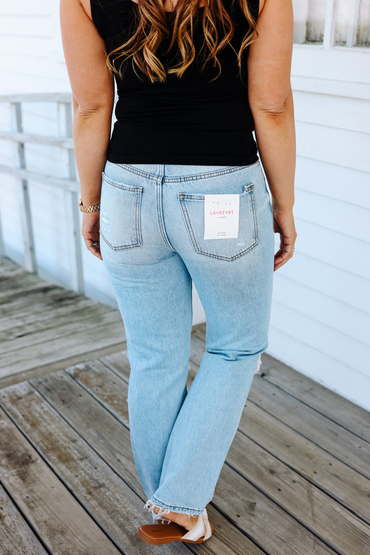 VERVET: Blakely High Rise Distressed Straight Jeans