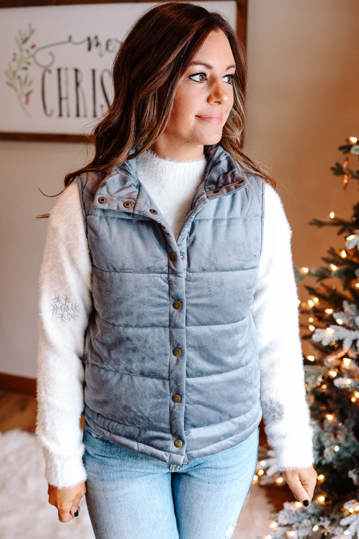 Keira Velvet Vest - Slate