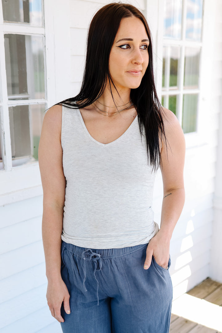 Reversible Tank: Heather Grey / Long