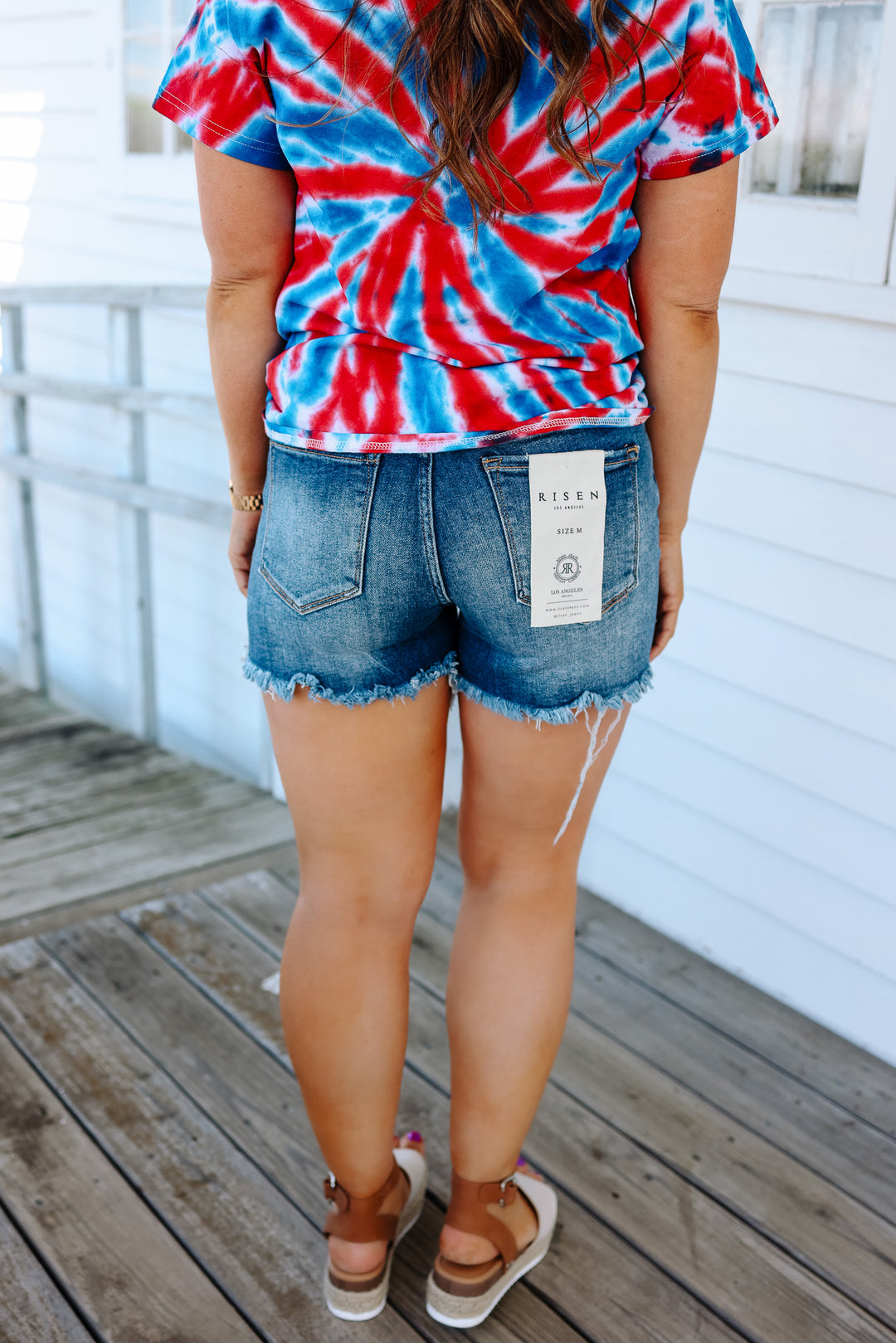 RISEN: Palmer High Rise Distressed Shorts