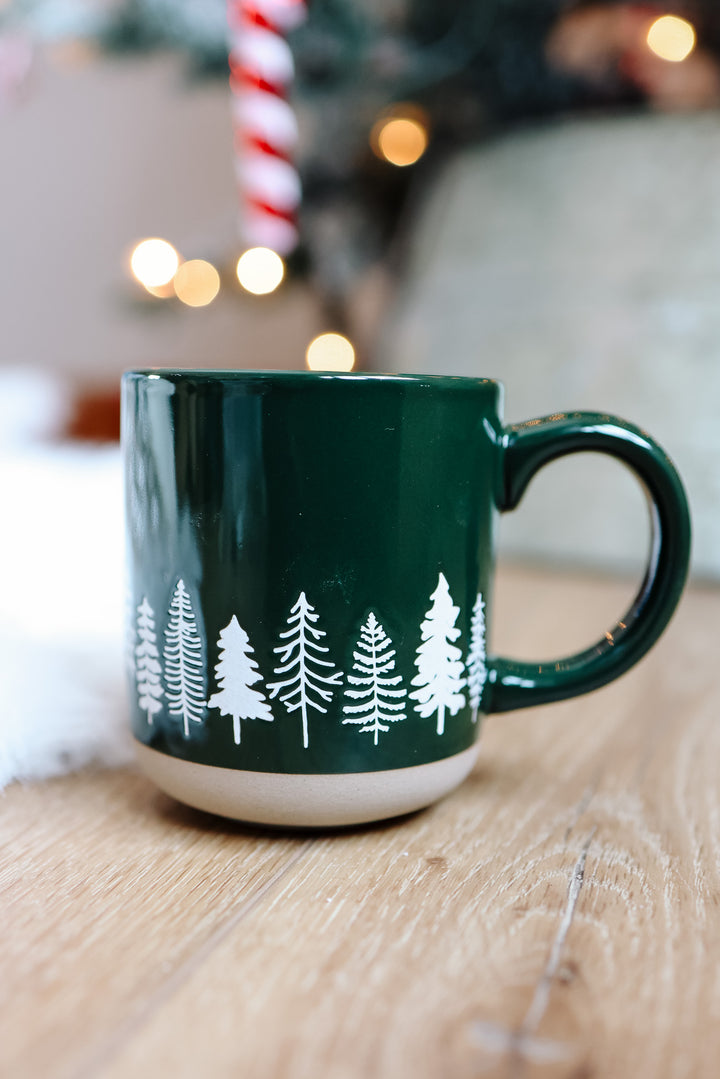 Pine Trees Stoneware Coffee Mug