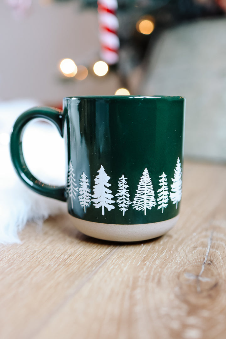 Pine Trees Stoneware Coffee Mug