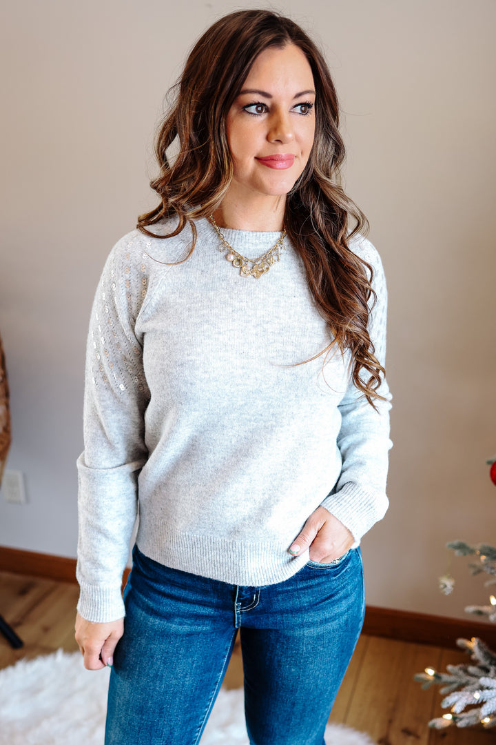 Lexi Sequin Sleeve Sweater