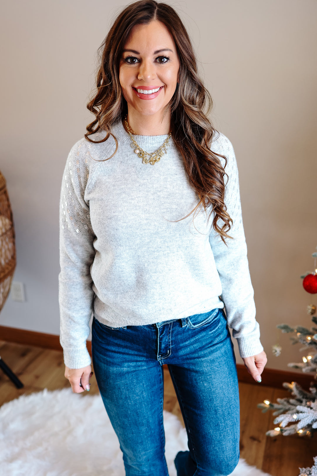 Lexi Sequin Sleeve Sweater