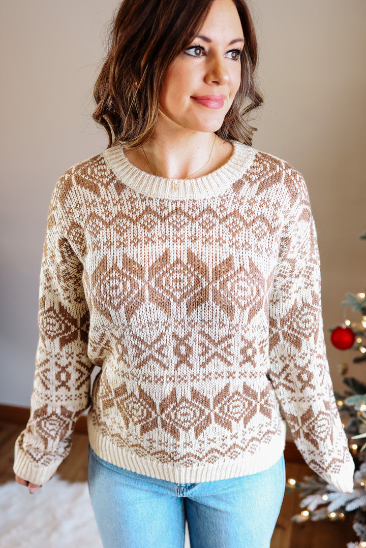 Amber Patterned Crewneck Sweater