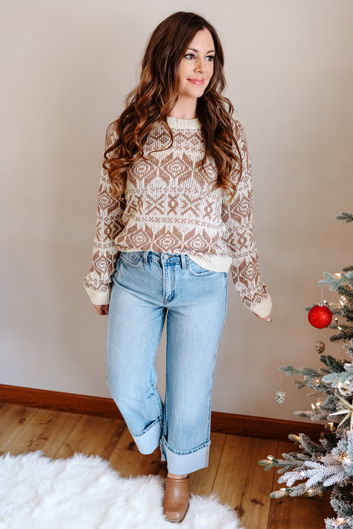 Amber Patterned Crewneck Sweater