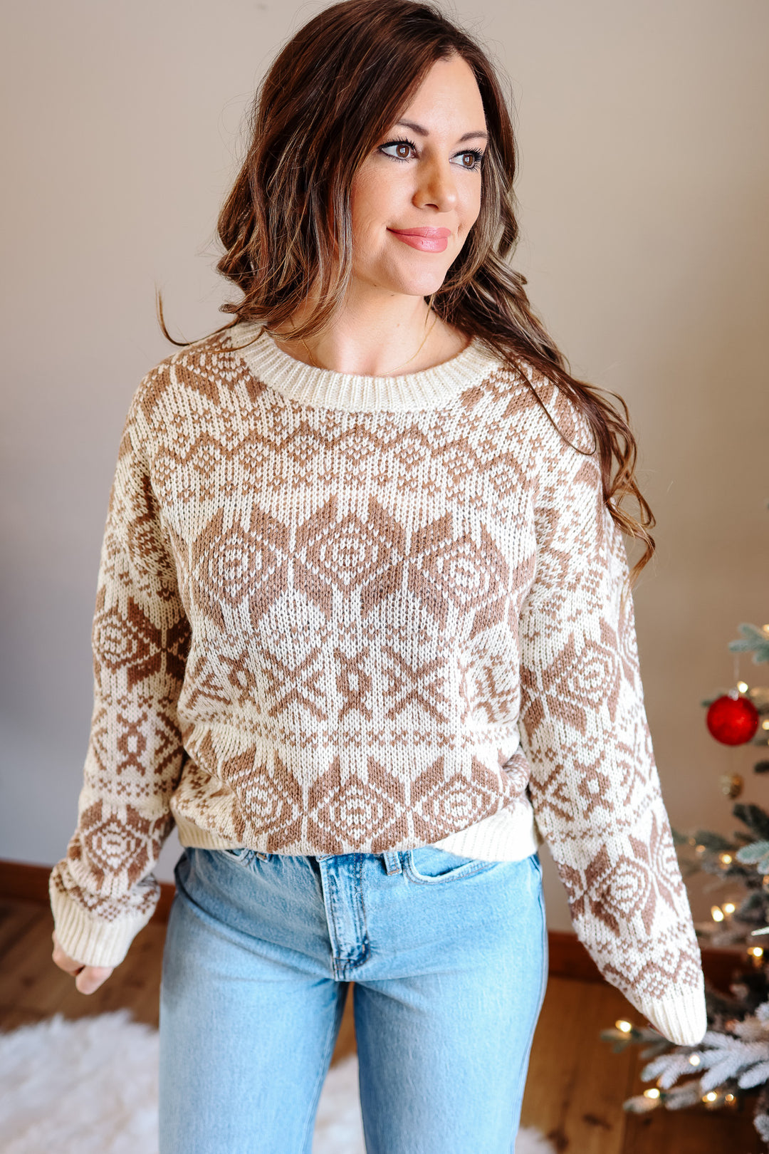 Amber Patterned Crewneck Sweater