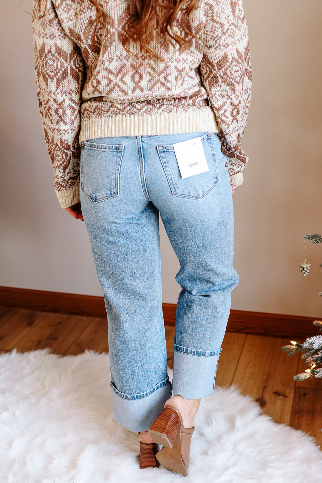 VERVET: Cullen Highrise Cuffed Straight Jeans