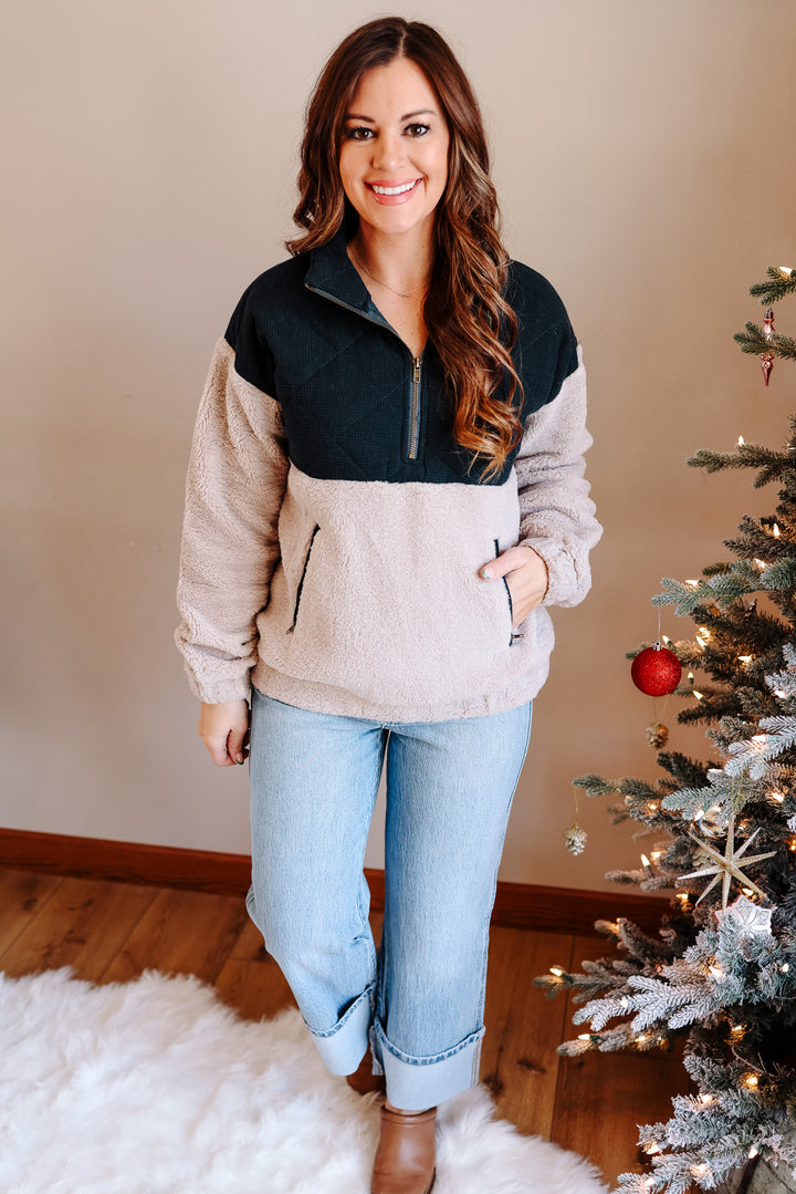 Gwen Half Zip Fuzzy Pullover