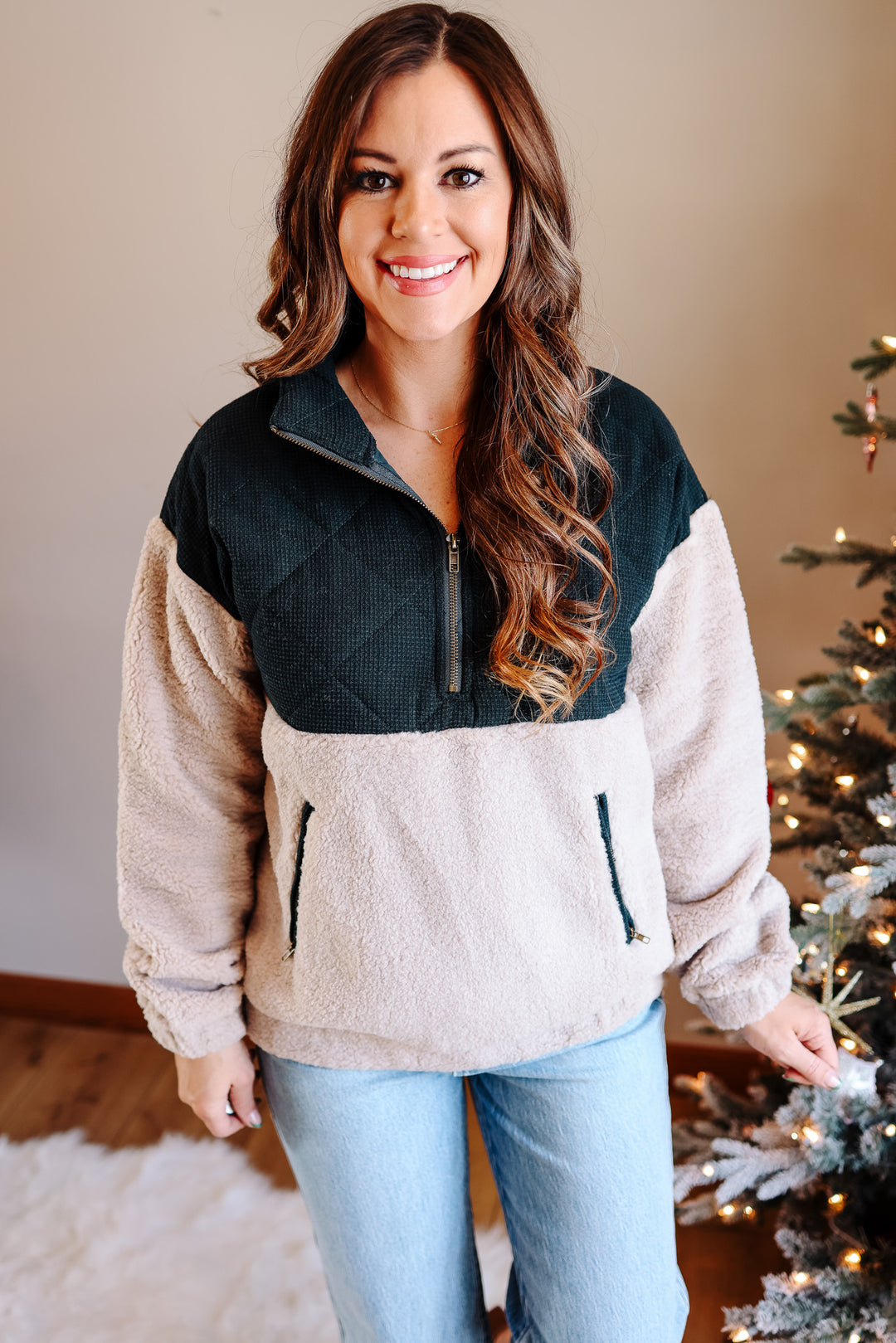 Gwen Half Zip Fuzzy Pullover