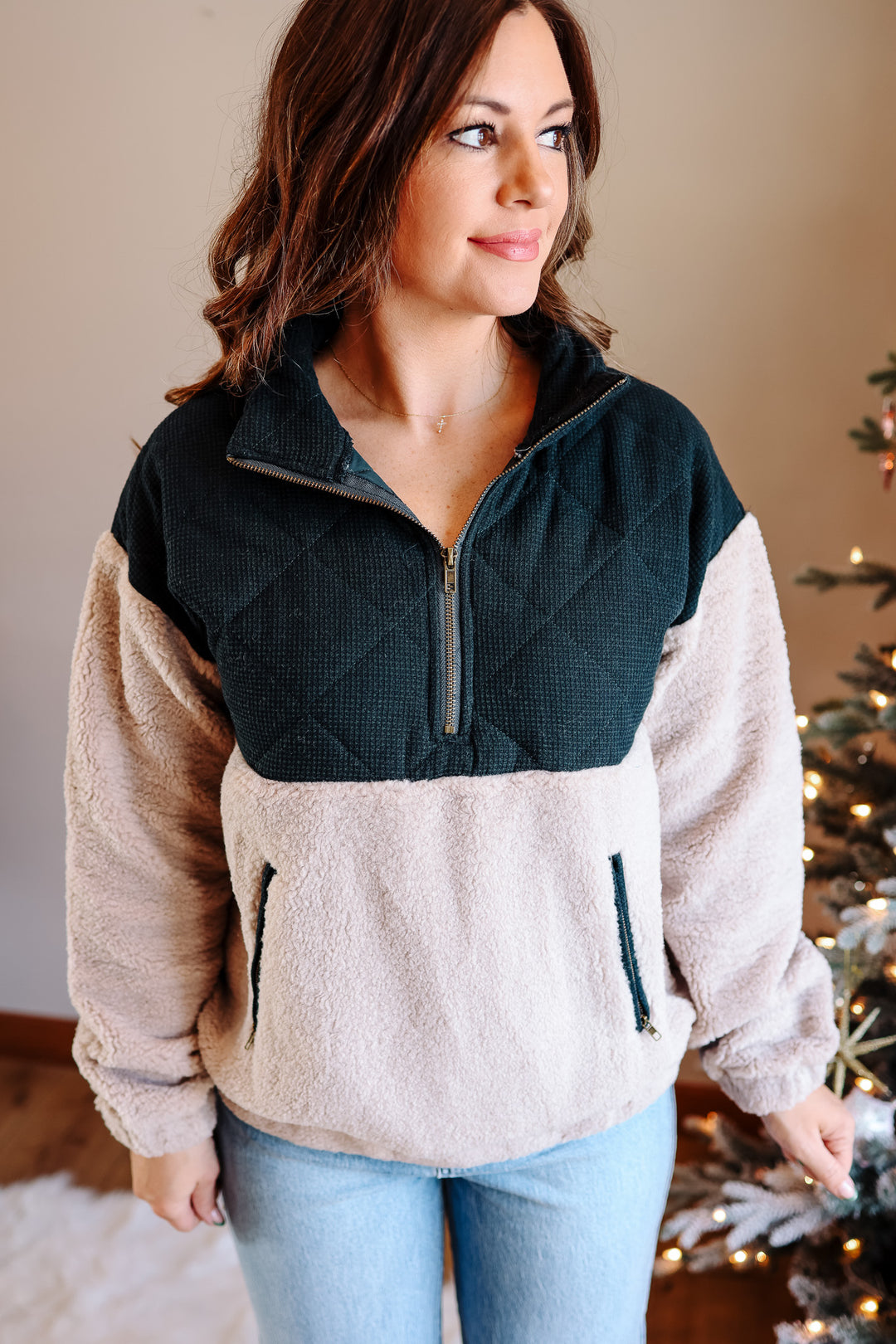 Gwen Half Zip Fuzzy Pullover