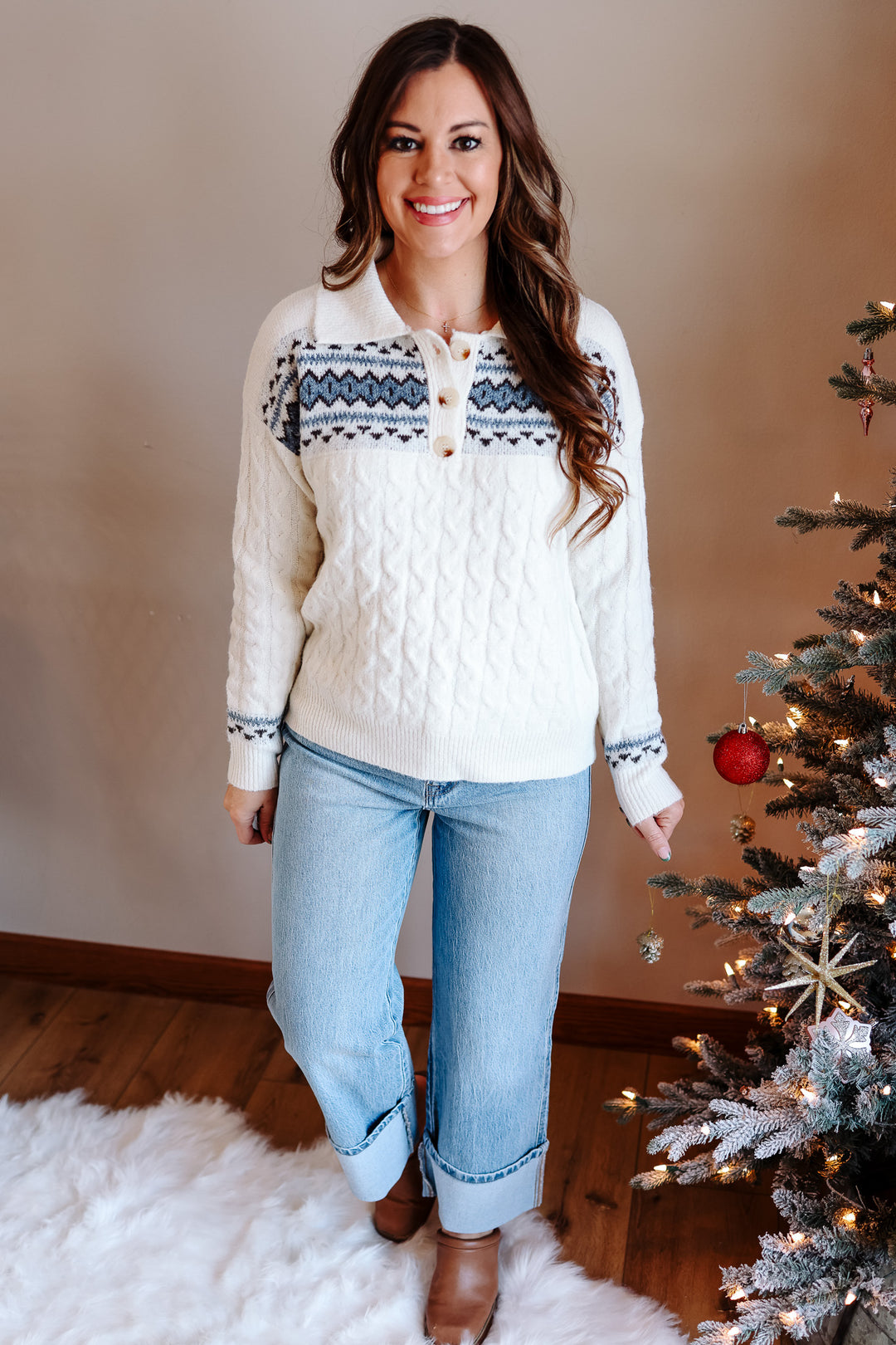 Tia Button Up Collared Sweater