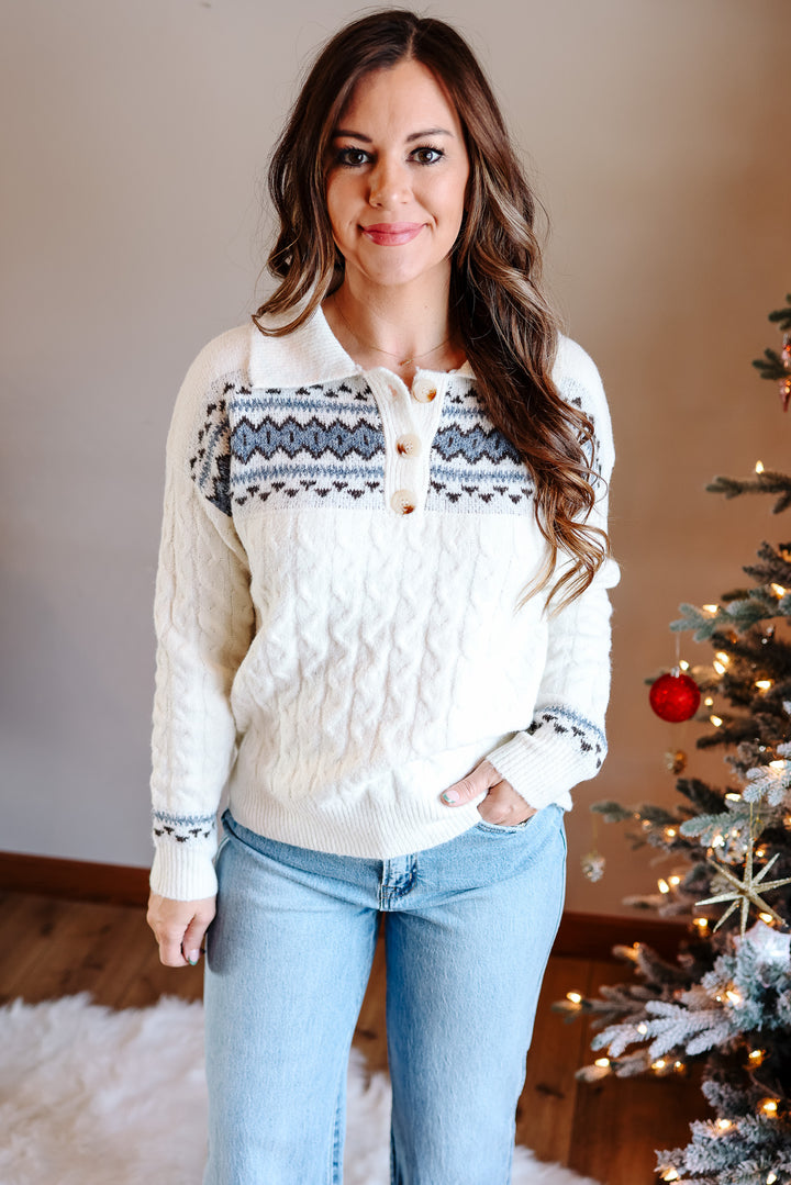 Tia Button Up Collared Sweater