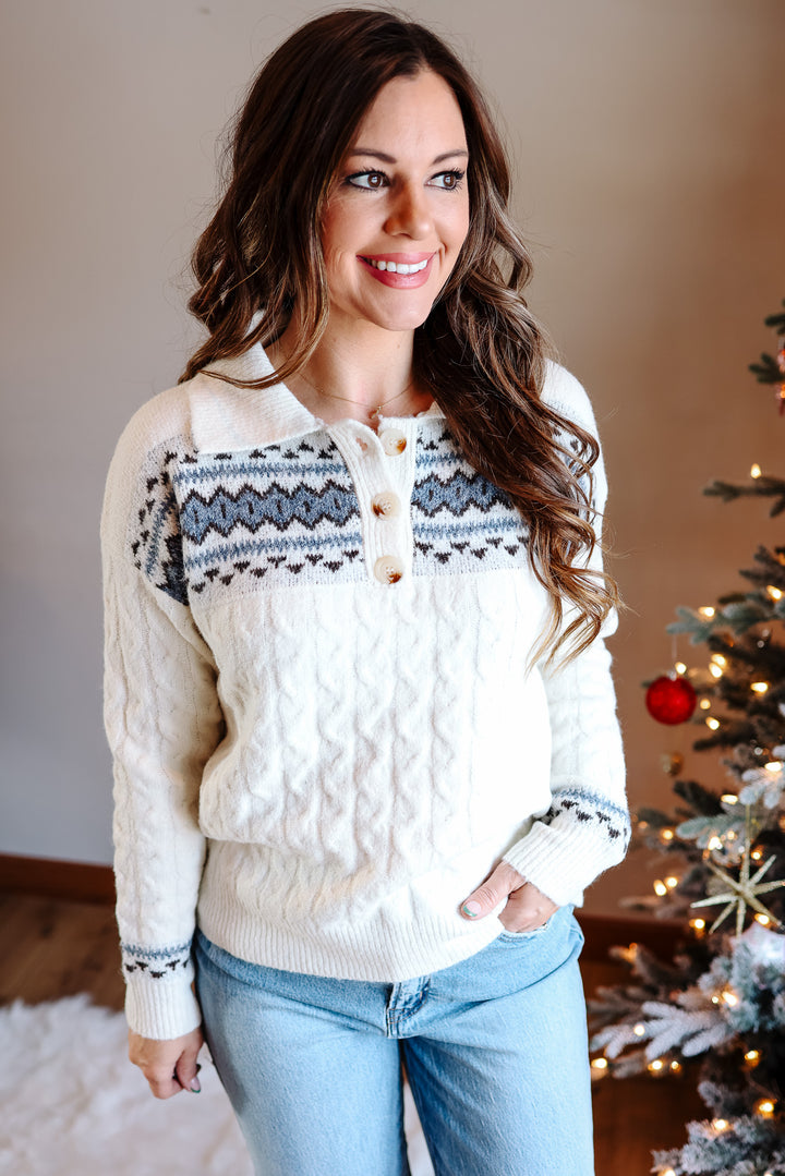 Tia Button Up Collared Sweater