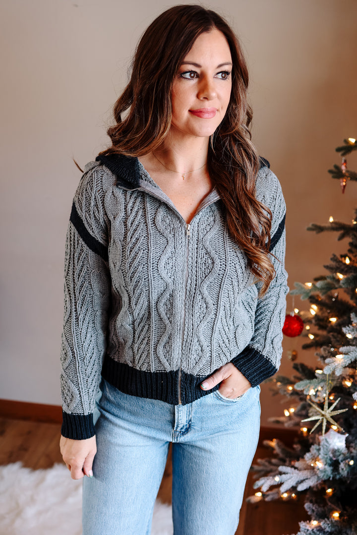 Sophia Cable Knit Zip Sweater