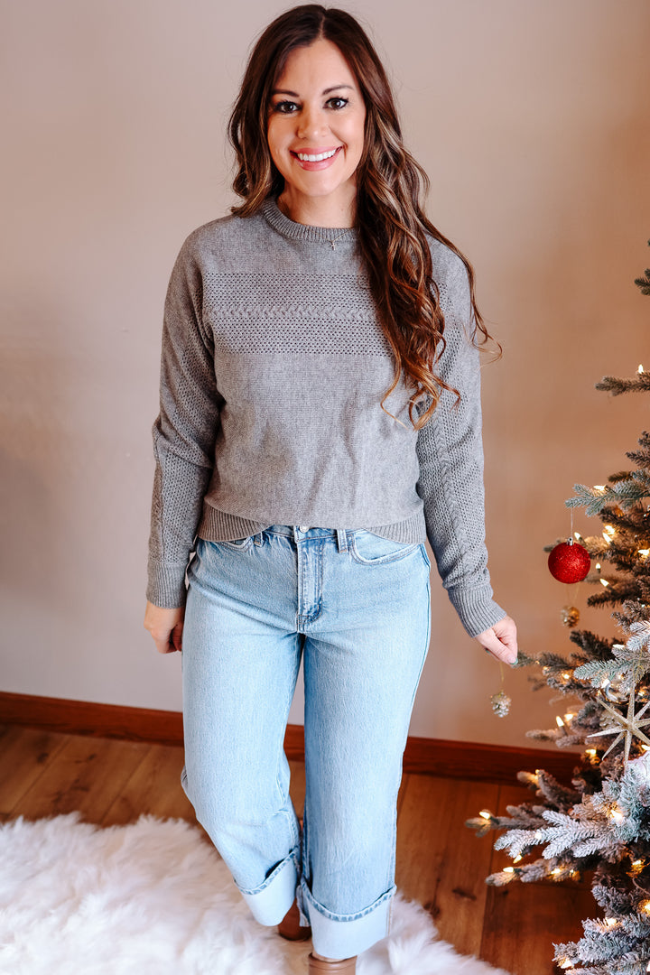 Olivia Dolman Sleeve Sweater - Grey