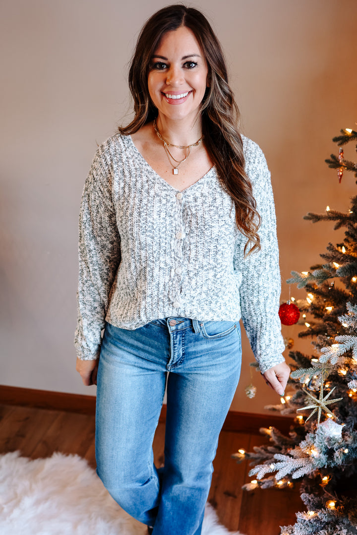 Ana Reversible Yarn Button Sweater