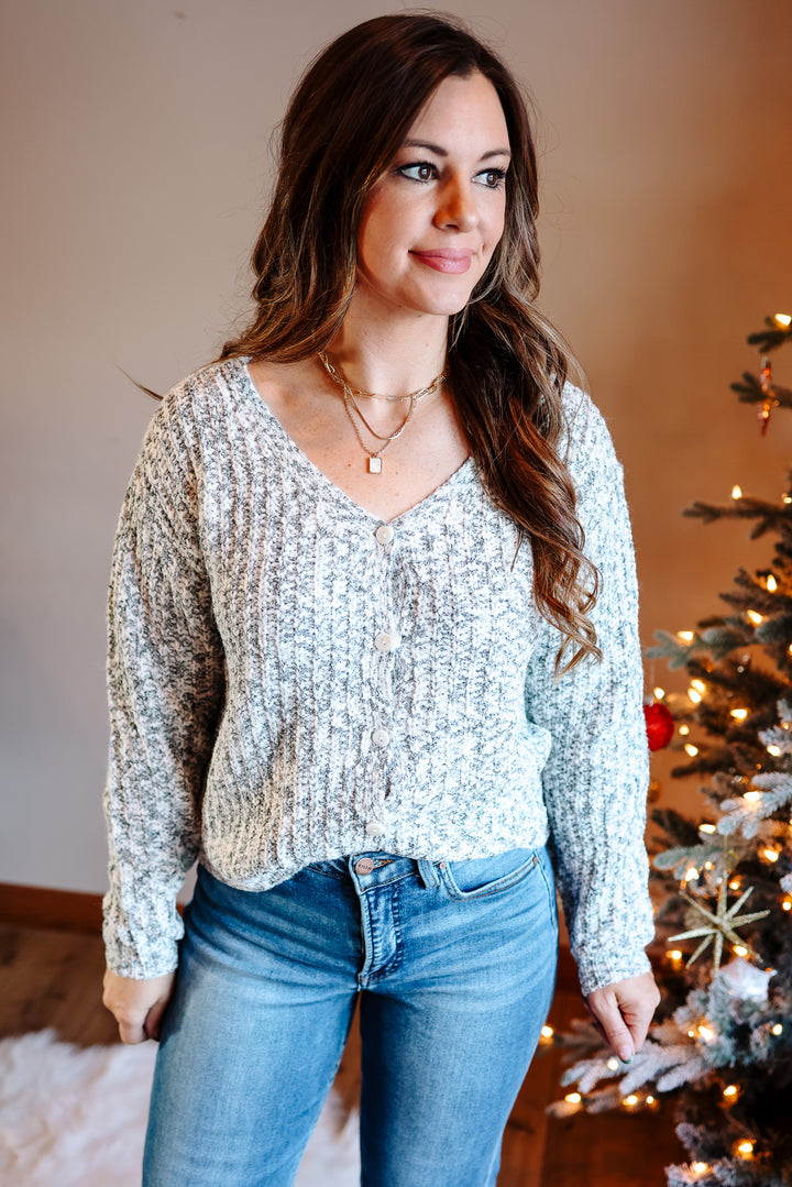 Ana Reversible Yarn Button Sweater