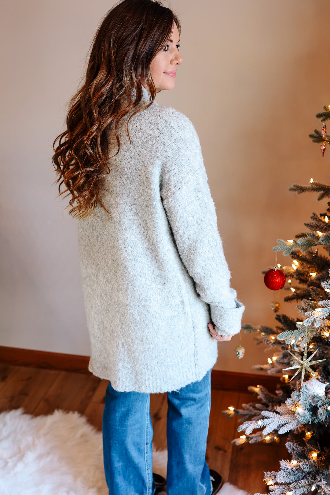 Hollis Fuzzy Knit Cardigan - Heather Grey