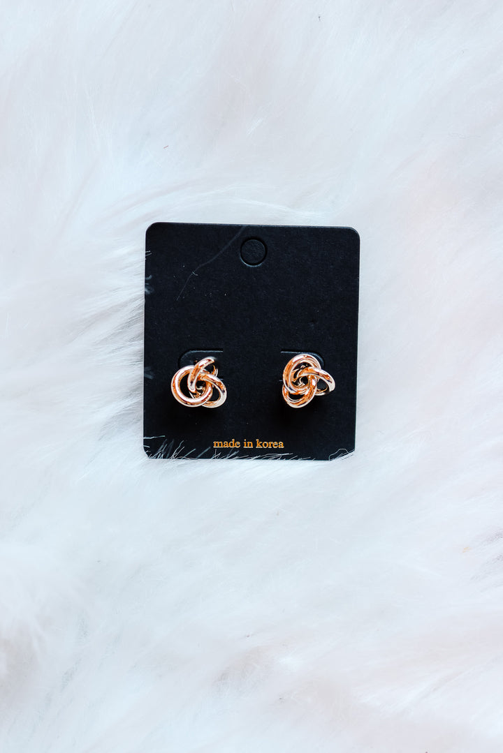 Triple Metallic Knot Stud Earrings