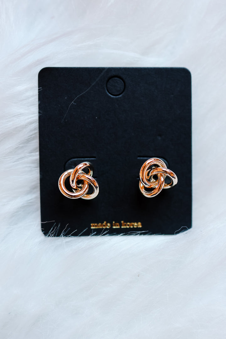 Triple Metallic Knot Stud Earrings