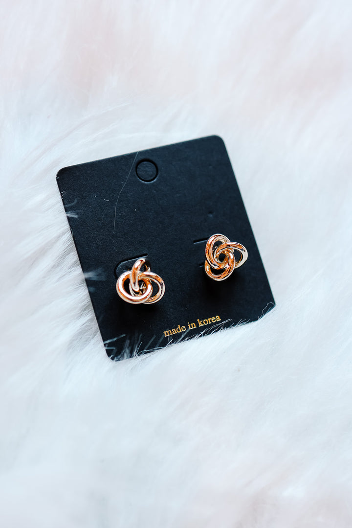 Triple Metallic Knot Stud Earrings