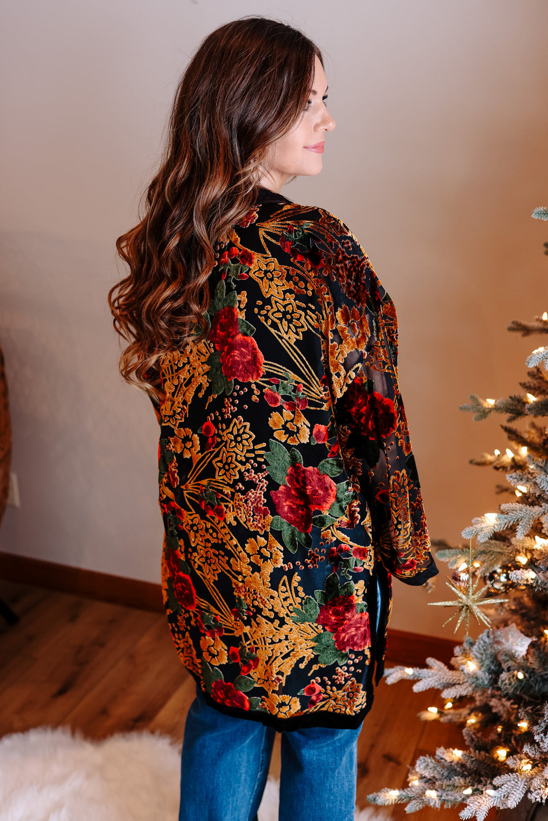 Jane Burnout Velvet Kimono