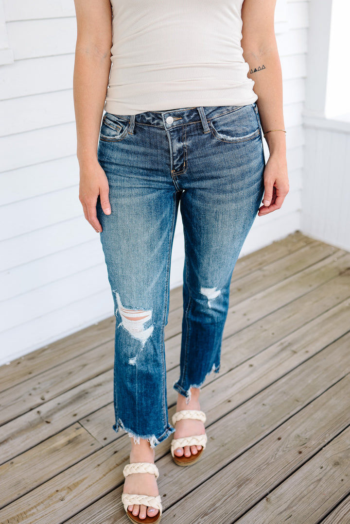 LOVERVET: Kamryn Mid-Rise Kick Flare Jeans