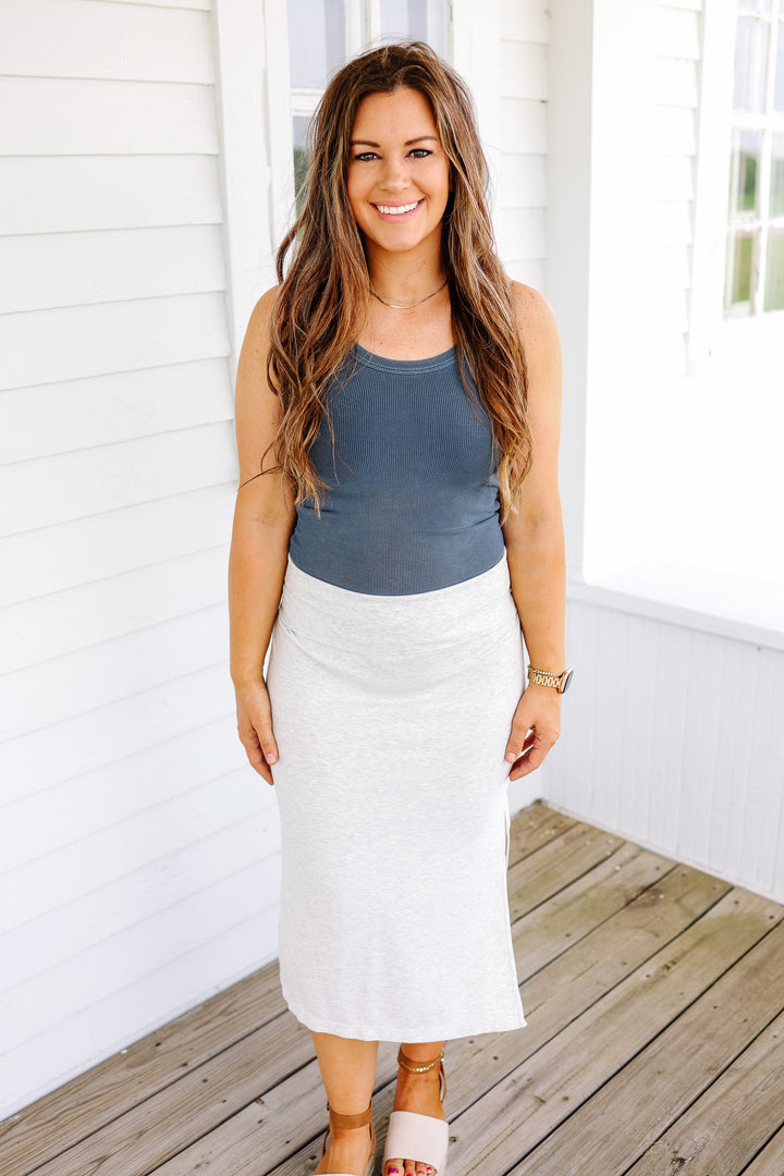 Mason Midi Skirt: Heather Grey