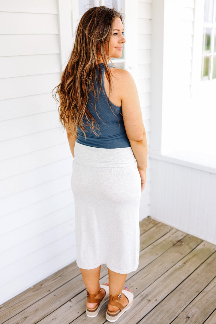 Mason Midi Skirt: Heather Grey