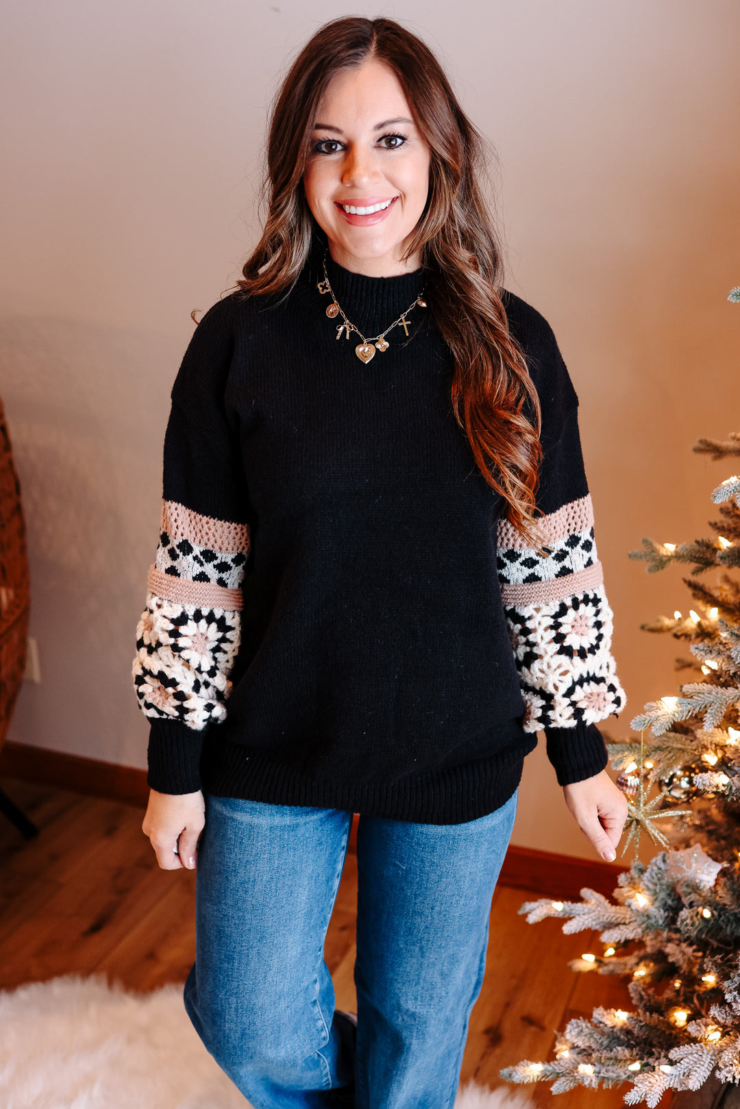 Grace Crochet Sleeve Sweater