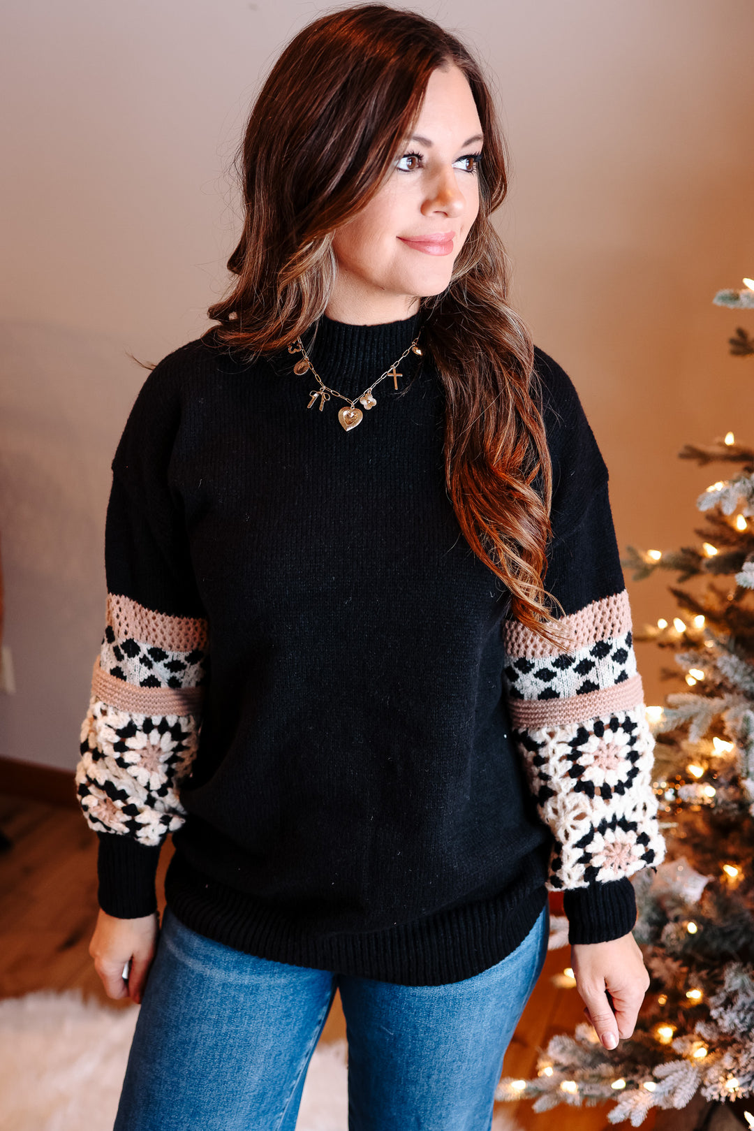 Grace Crochet Sleeve Sweater