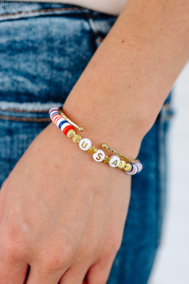 USA Disc Beaded Bracelet