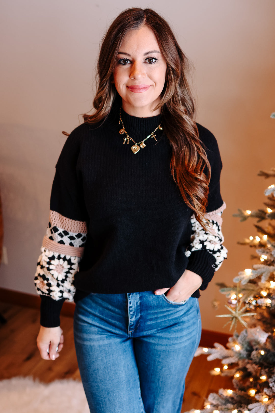 Grace Crochet Sleeve Sweater