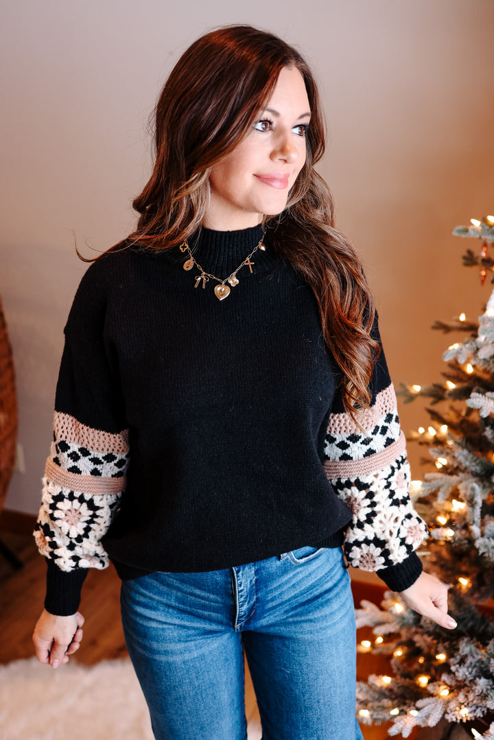 Grace Crochet Sleeve Sweater