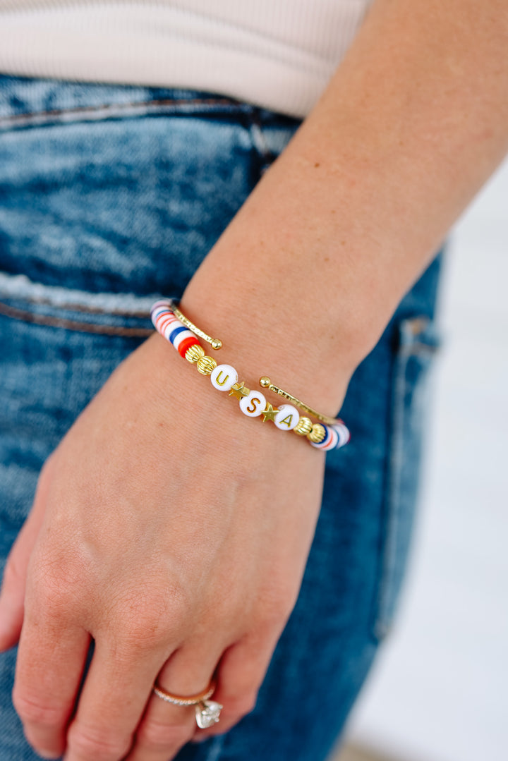 USA Disc Beaded Bracelet