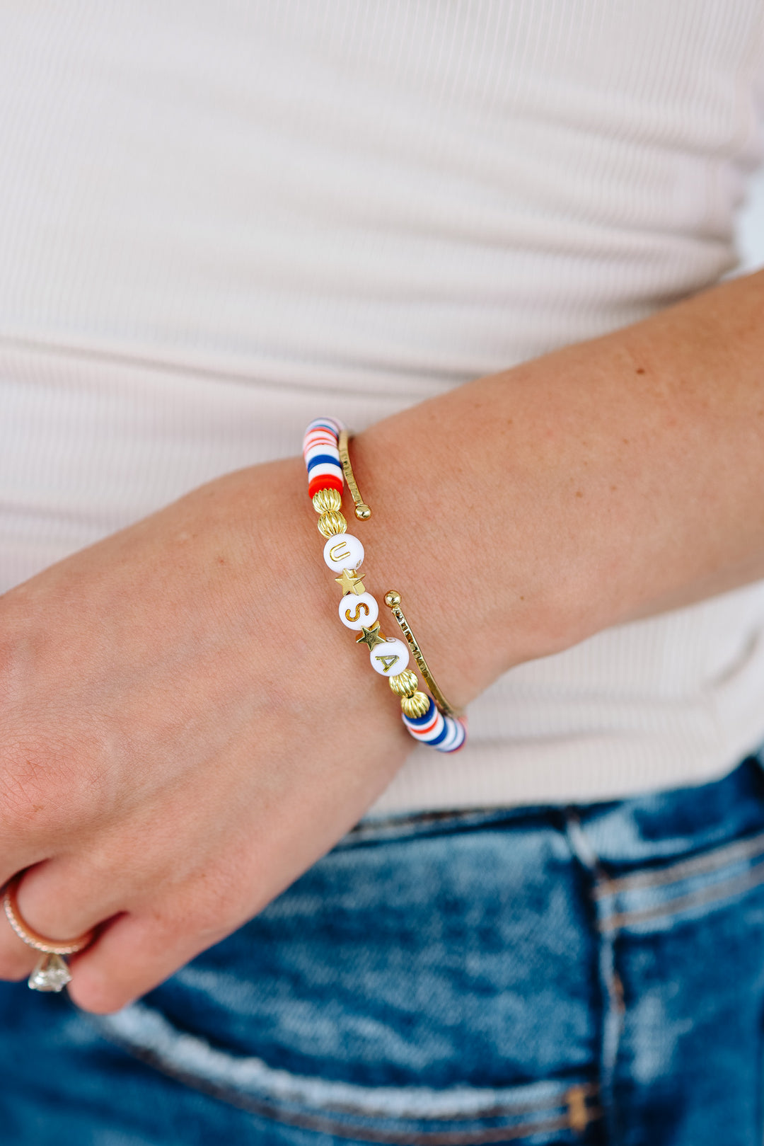 USA Disc Beaded Bracelet