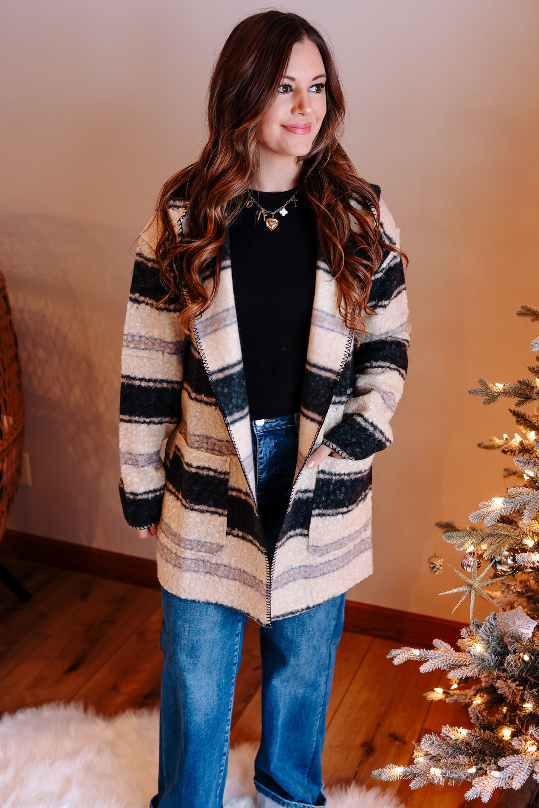 Juliette Boucle Blanket Stitched Coat