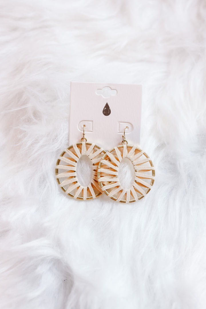 Nyla Leather Wrapped Hoop Earrings - Ivory