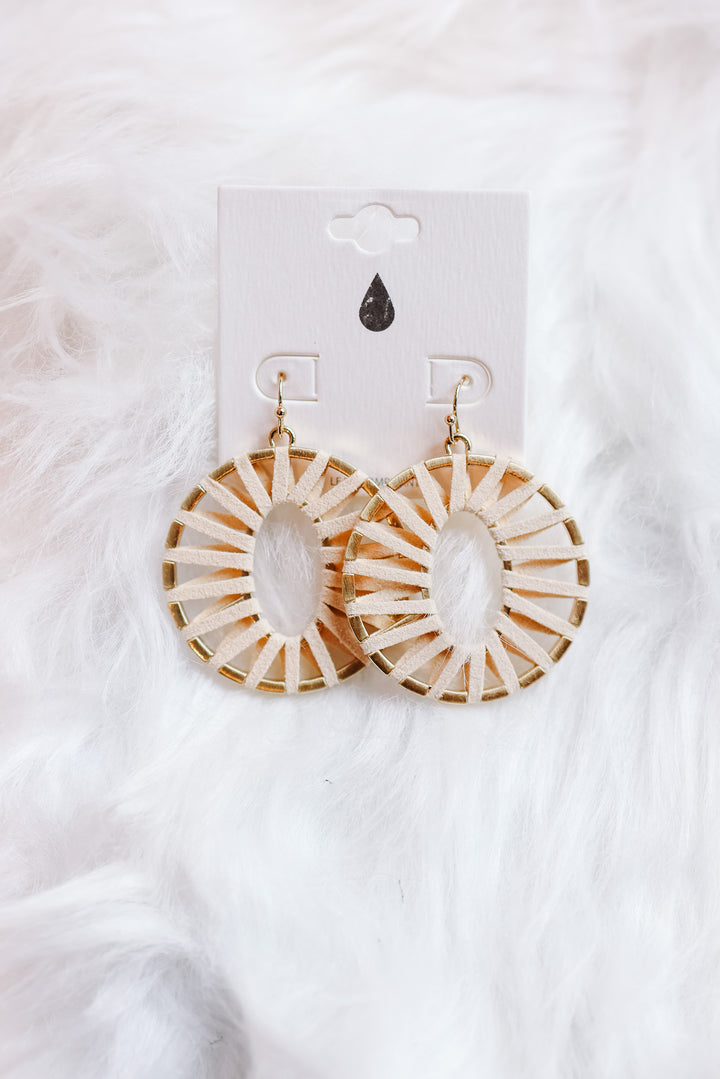 Nyla Leather Wrapped Hoop Earrings - Ivory