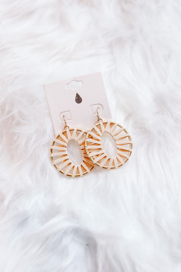 Nyla Leather Wrapped Hoop Earrings - Ivory