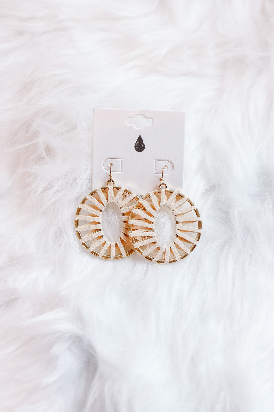 Nyla Leather Wrapped Hoop Earrings - Ivory