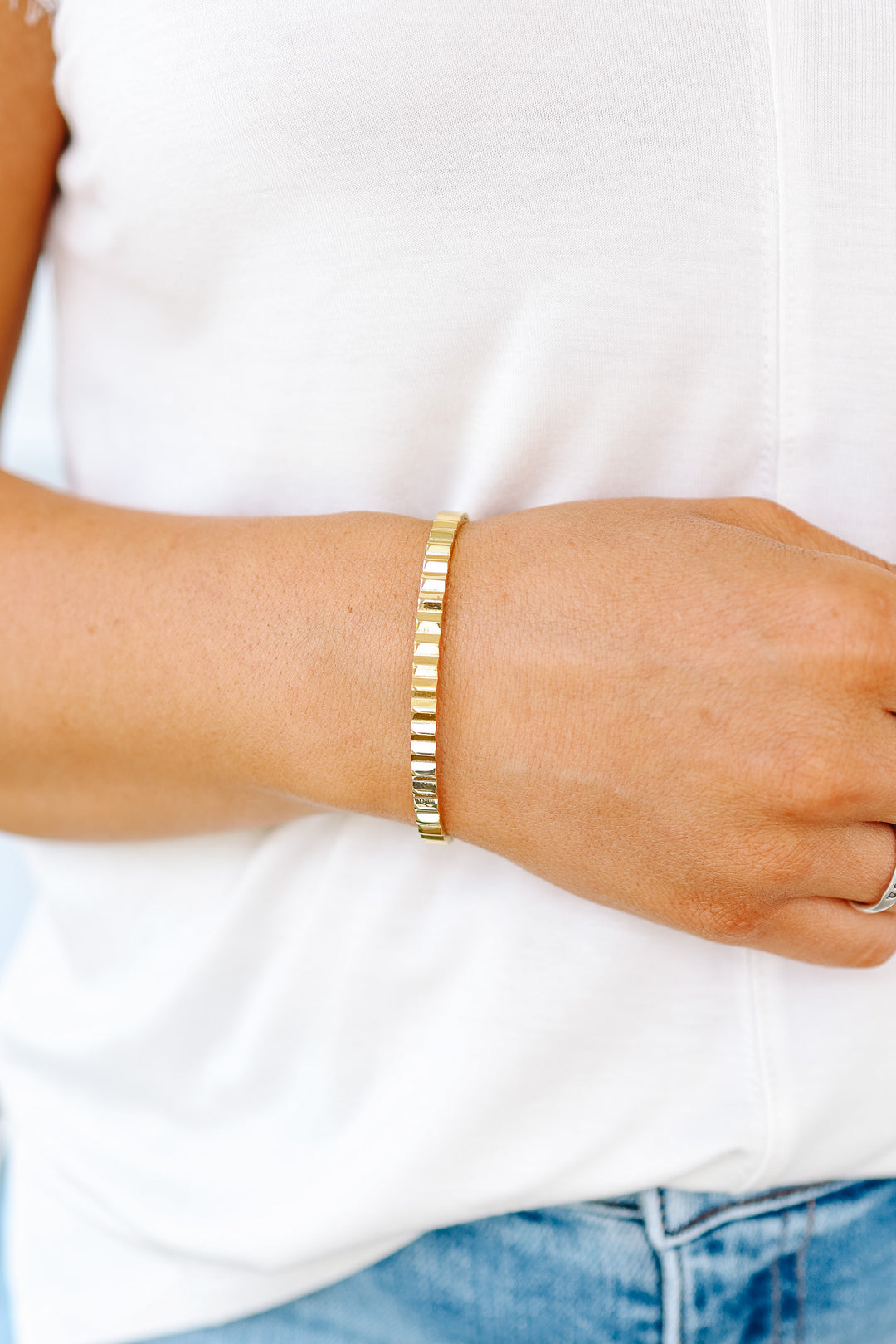 Ribbed Bangle Bracelet